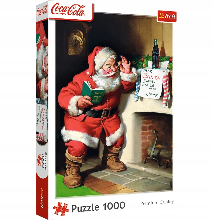 TREFL 10922 Puzzle 1000 XMAS Coca-Cola Mikołaj przy kominku