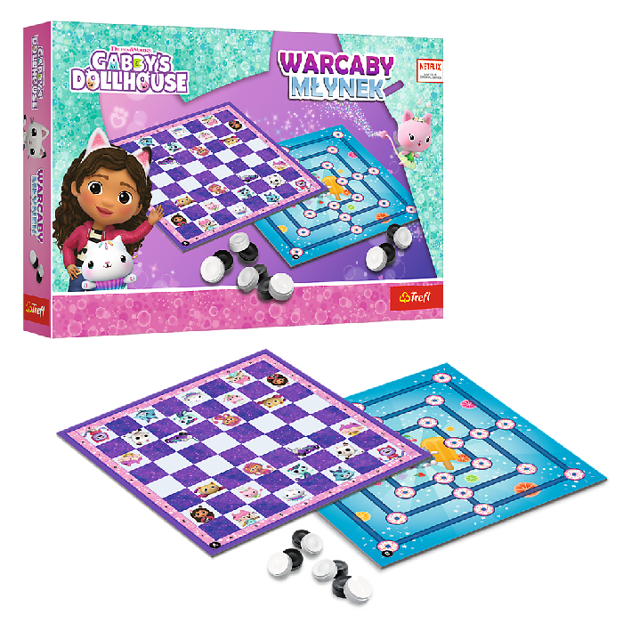 TREFL 02800 Gra Warcaby i Młynek Gabby's Dollhouse