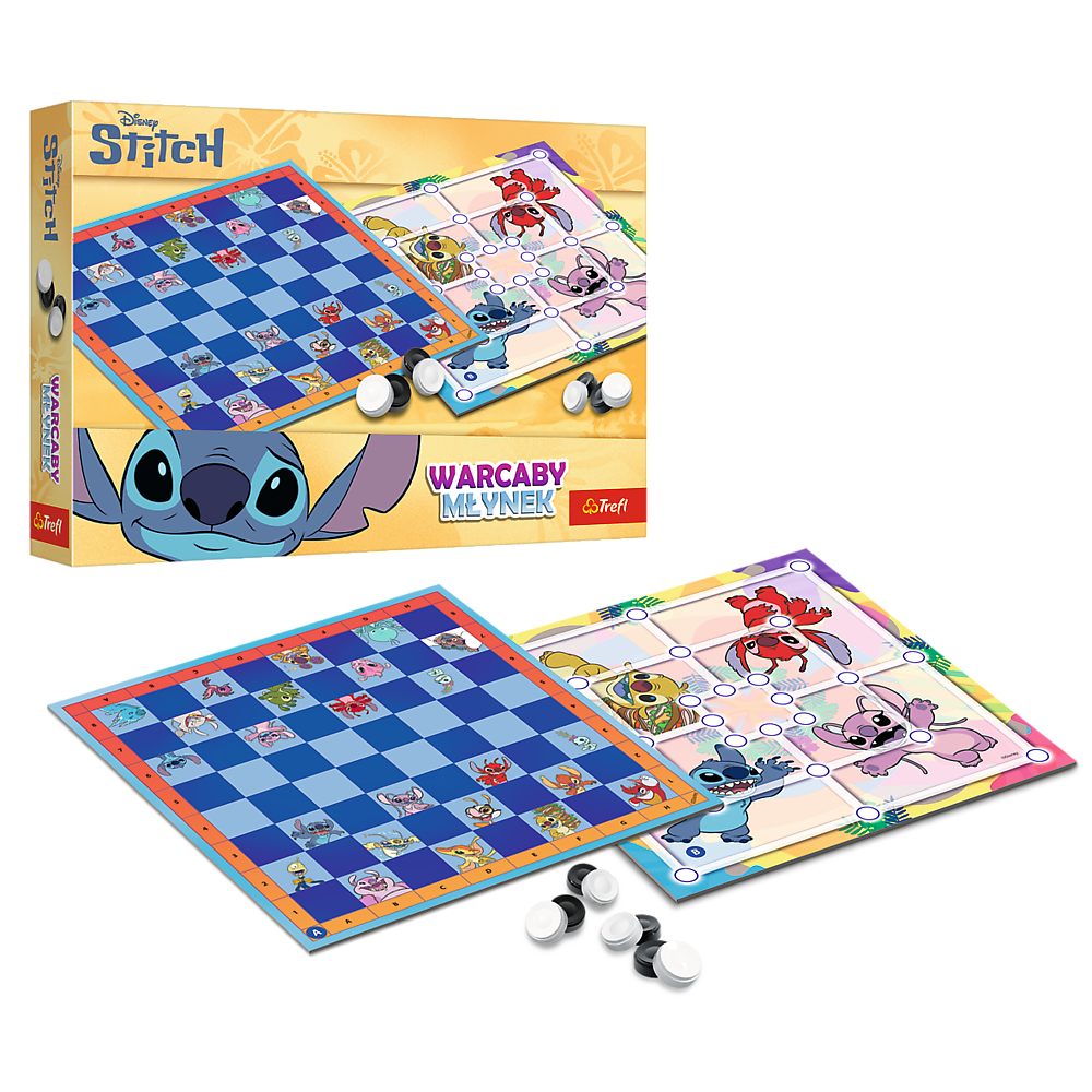 TREFL 02799 Gra Warcaby i Młynek Lilo & Stitch