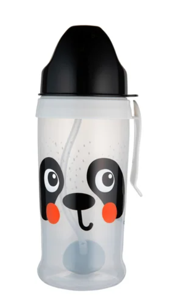 CANPOL 56/510 Bidon niekapek z rurką i odważnikiem BabiesBoo panda white