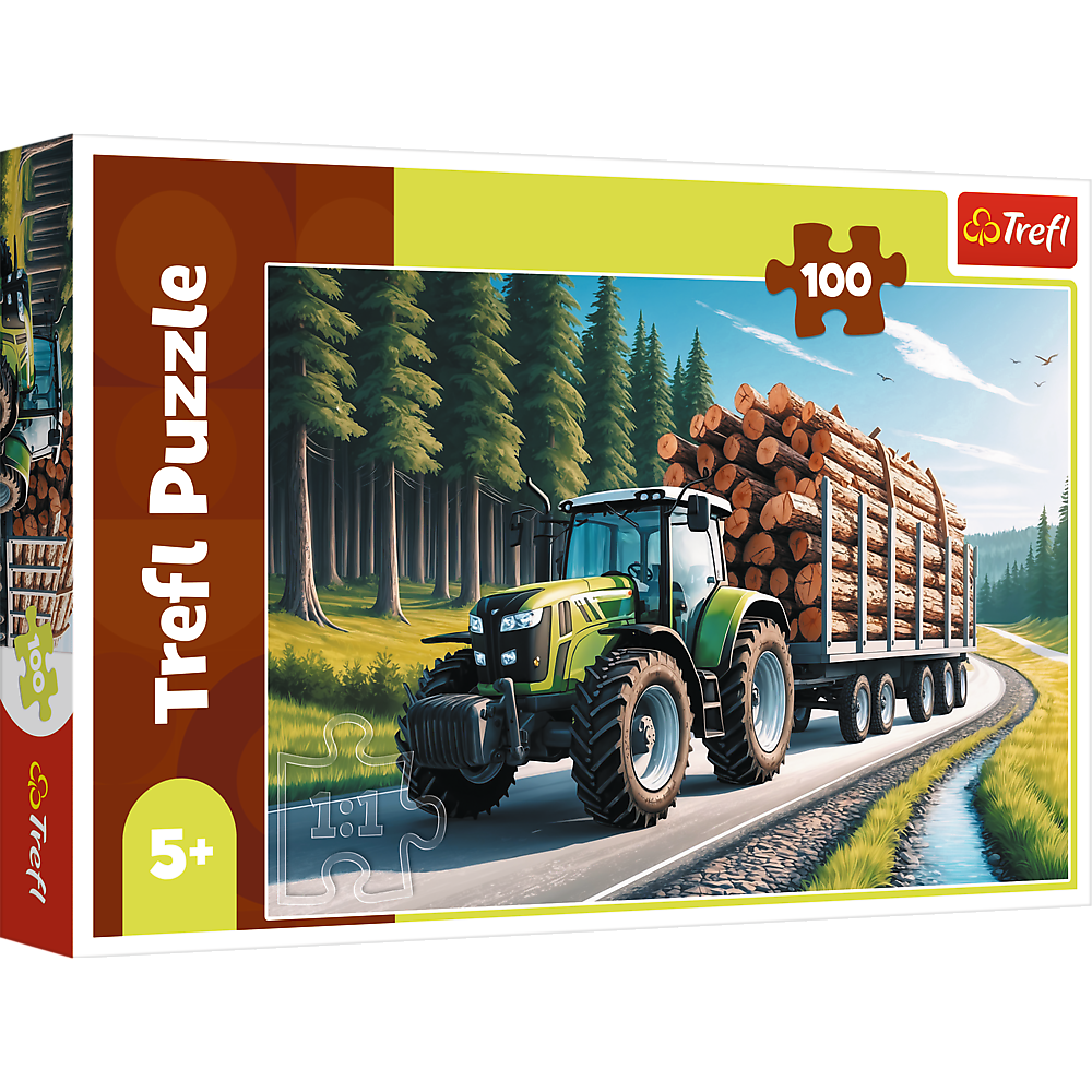TREFL 16493 Puzzle 100 Ciągnik leśny