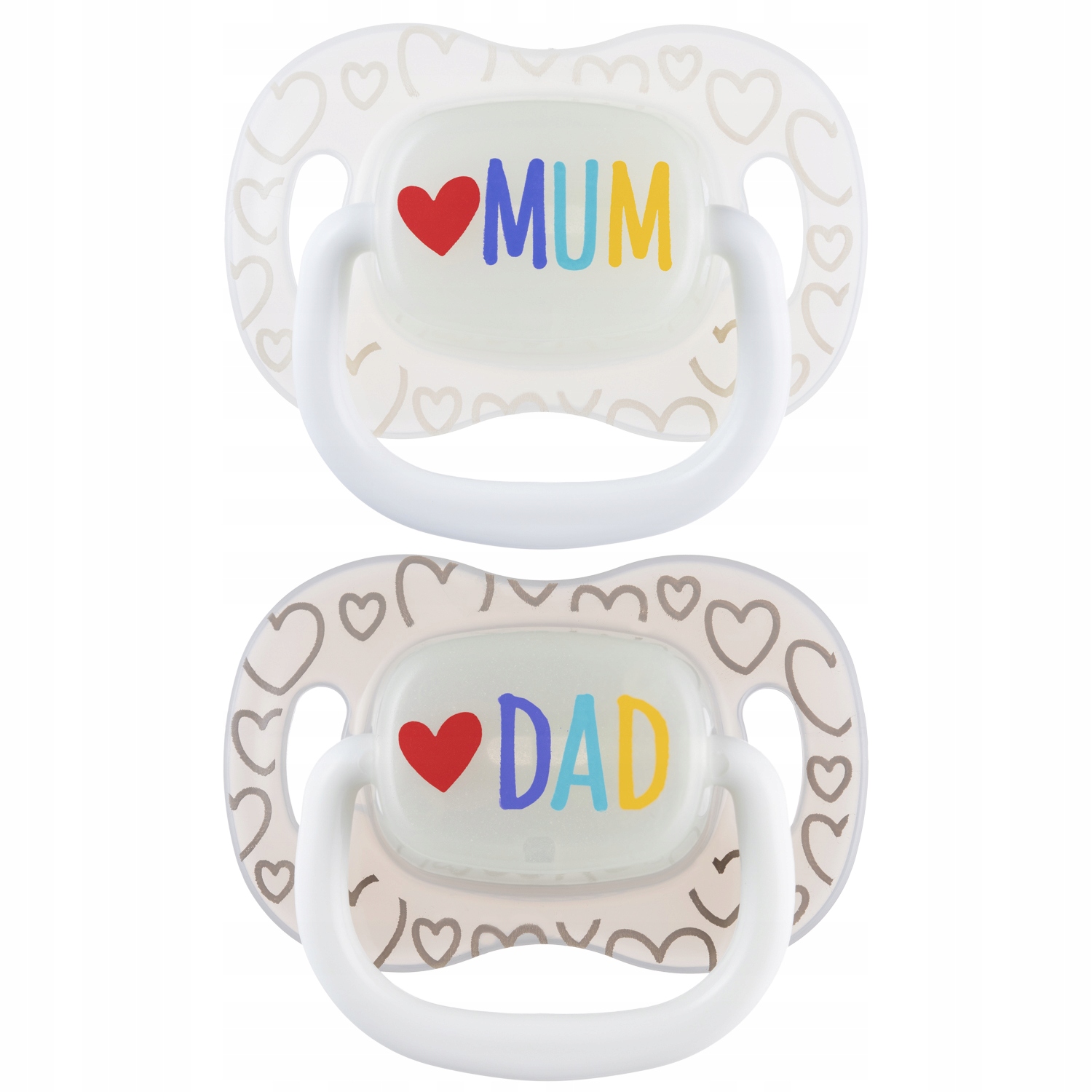 CANPOL 34/939 Smoczek uspokajający silikonowy symetryczny 0-6m LoveMum&Dad 2 szt