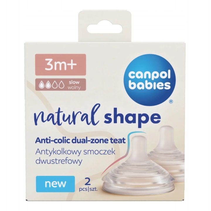 CANPOL 21/751 Smoczek antykolokowy dwustrefowy Natural Shape 3m+ 2 szt