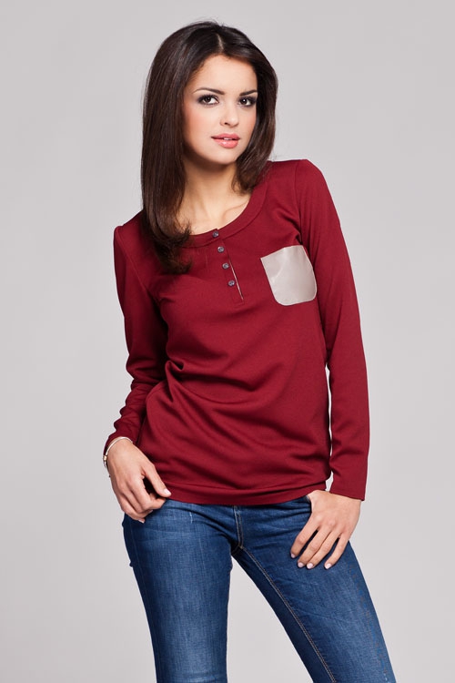 Bluzka Model 156 Bordo - Figl27977 - Czerwony