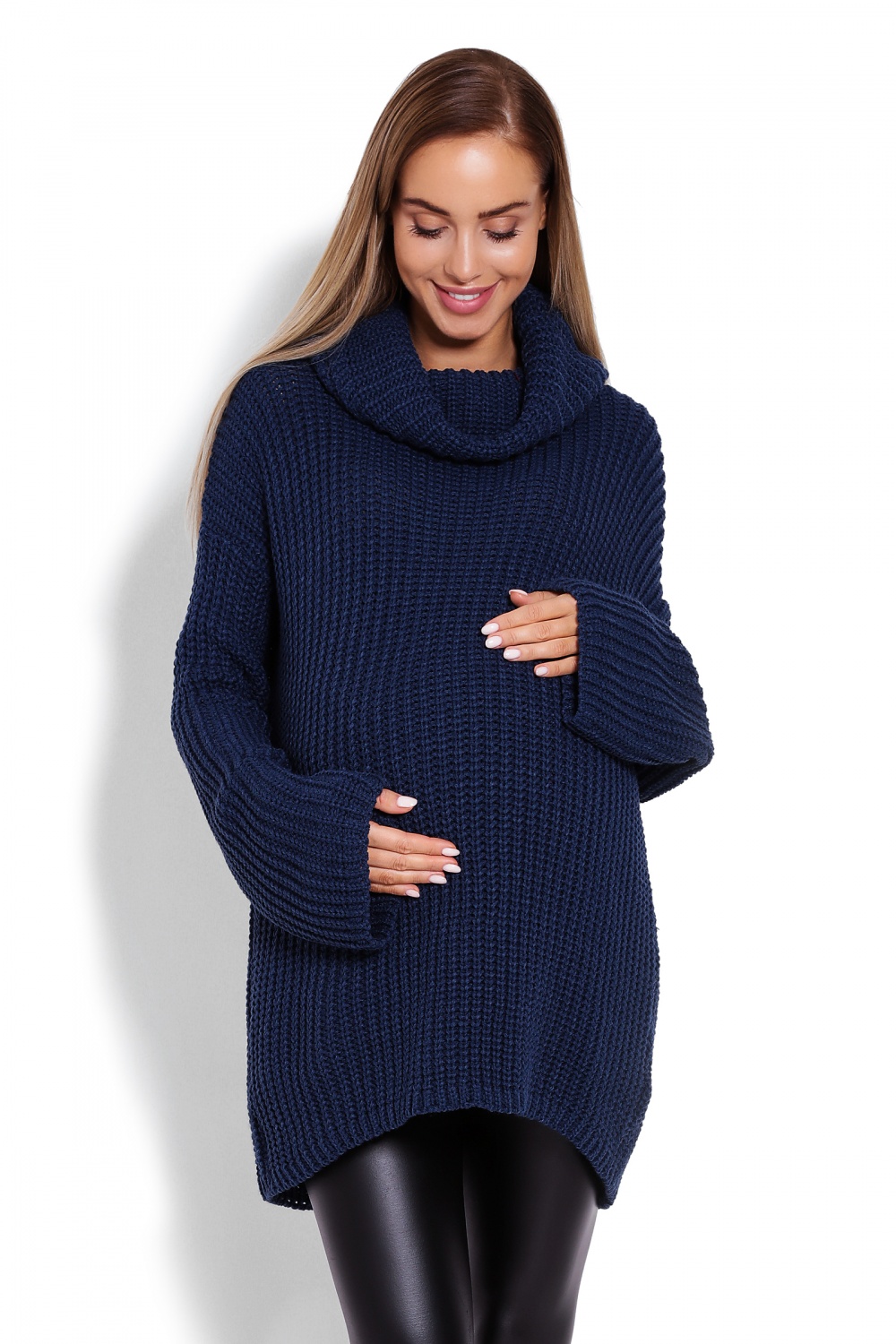 Golf Ciążowy Model 70012C Petrol Navy - PeeKaBoo122946 - Granatowy