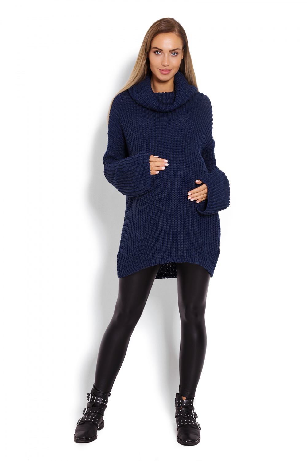 Golf Ciążowy Model 70012C Petrol Navy - PeeKaBoo122946 - Granatowy - obrazek 2