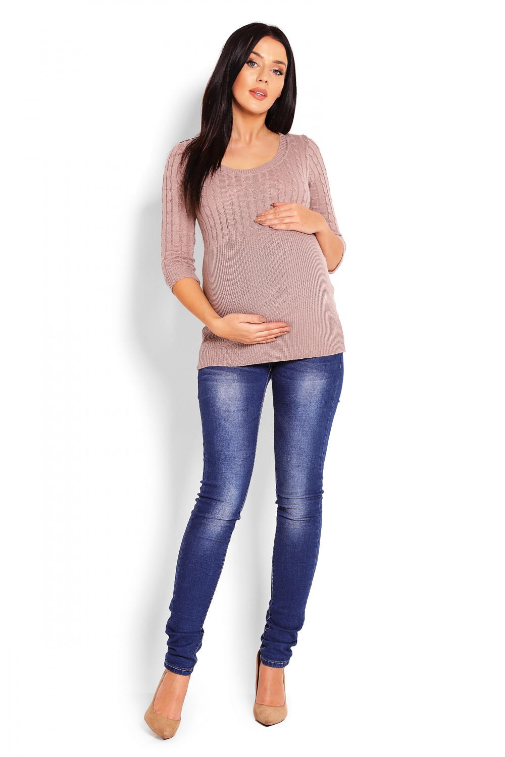 Sweter Damski Model 70008C Cappuccino - PeeKaBoo123423 - Beżowy - obrazek 2