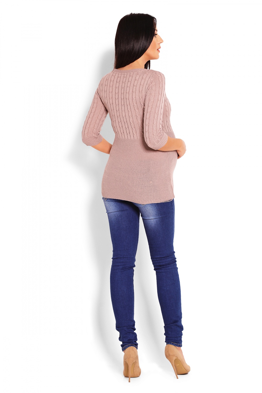 Sweter Damski Model 70008C Cappuccino - PeeKaBoo123423 - Beżowy - obrazek 3