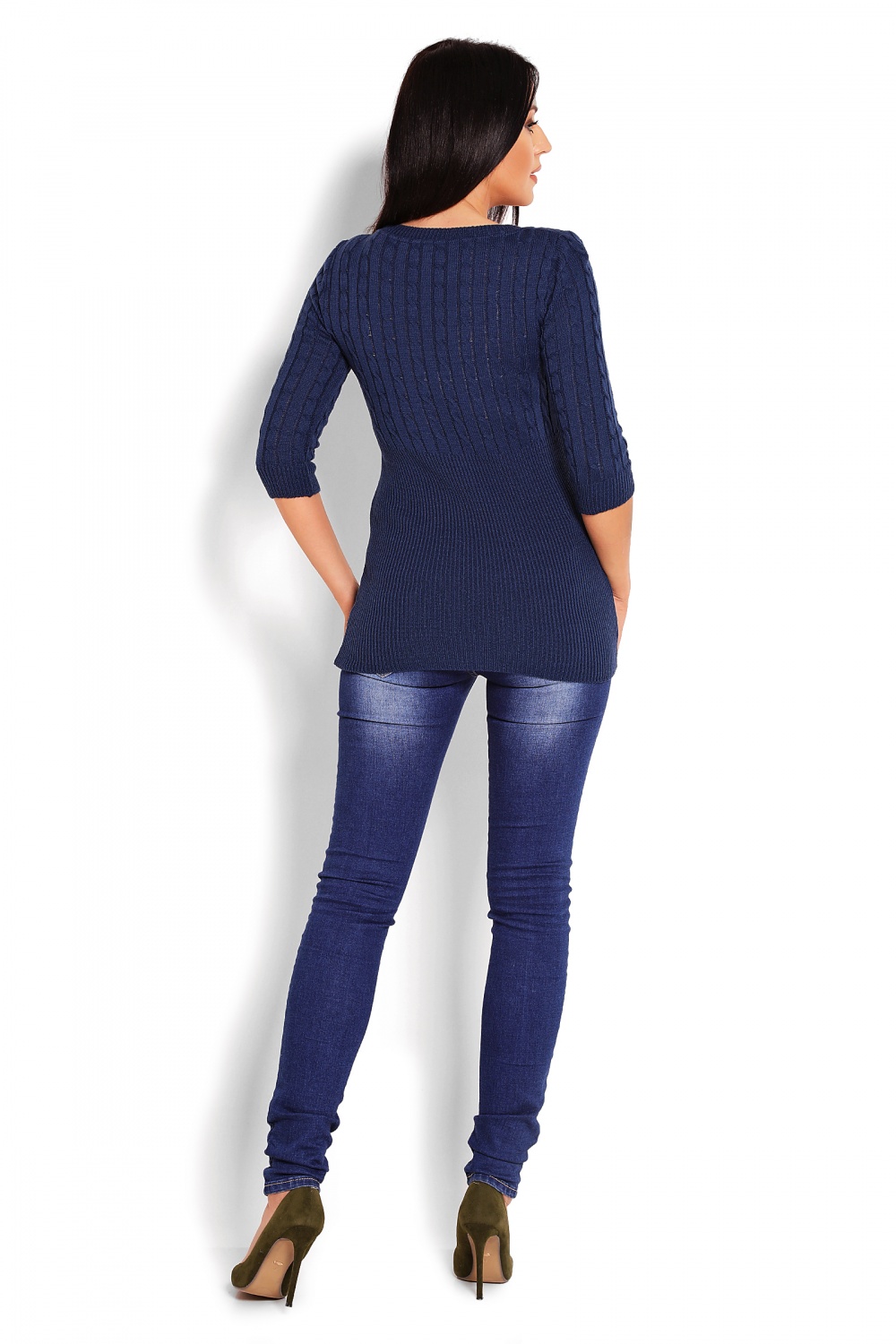 Sweter Damski Model 70008 Petrol Navy - PeeKaBoo123427 - Granatowy - obrazek 3