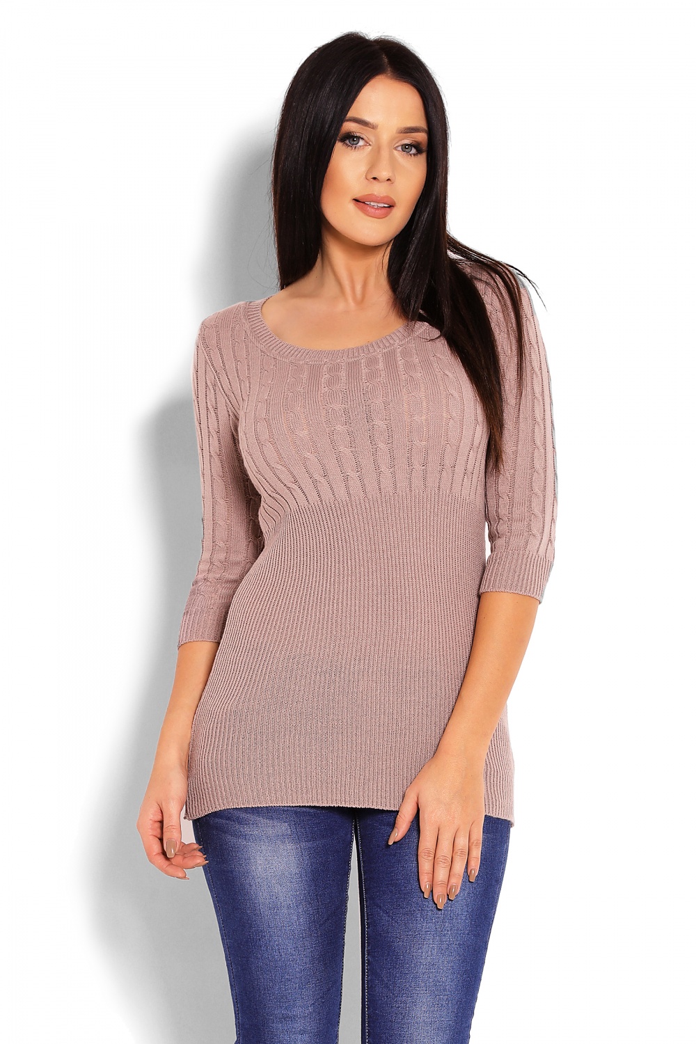 Sweter Damski Model 70008 Cappuccino - PeeKaBoo123428 - Beżowy