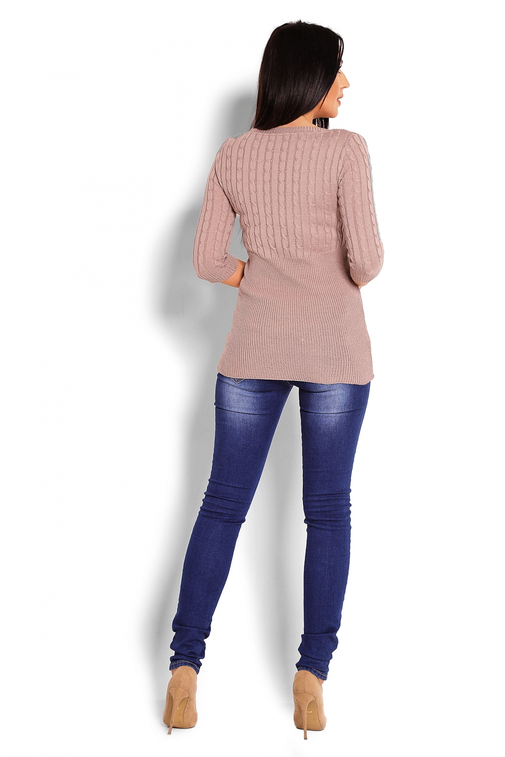 Sweter Damski Model 70008 Cappuccino - PeeKaBoo123428 - Beżowy - obrazek 3
