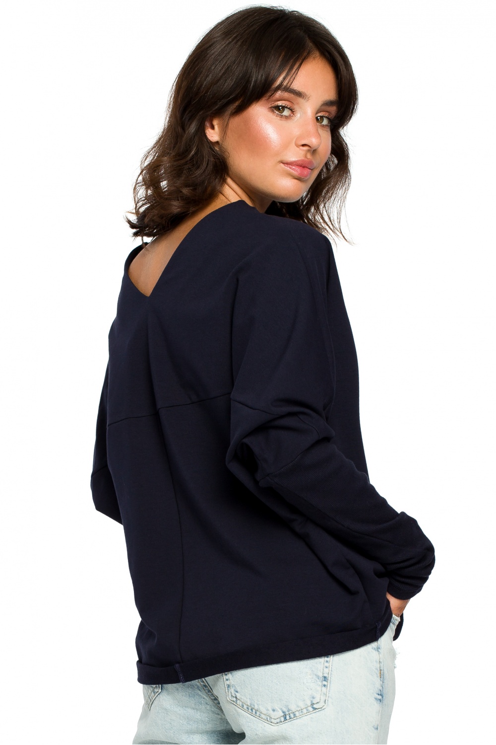 Bluza Damska Model B094 Navy - BeWear124060 - Granatowy - obrazek 3