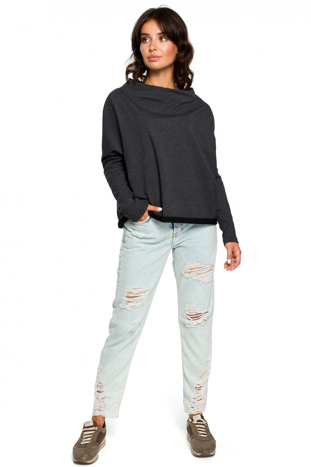 Bluza Damska Model B094 Grafit - BeWear124064 - Szary - obrazek 2