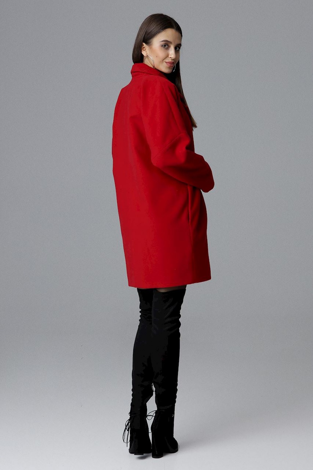 Płaszcz Damski Model M625 Red - Figl124230 - Czerwony - obrazek 2