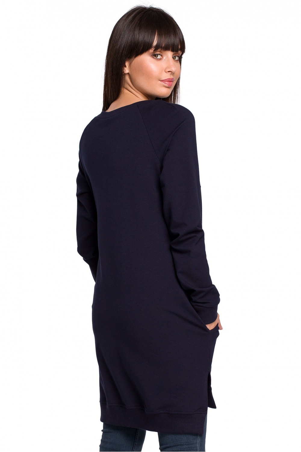 Bluza Damska Model B101 Navy - BeWear128264 - Granatowy - obrazek 3