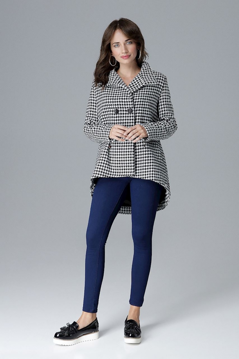Kurtka Damska Model L021 Pepita - Lenitif128521 - Czarny