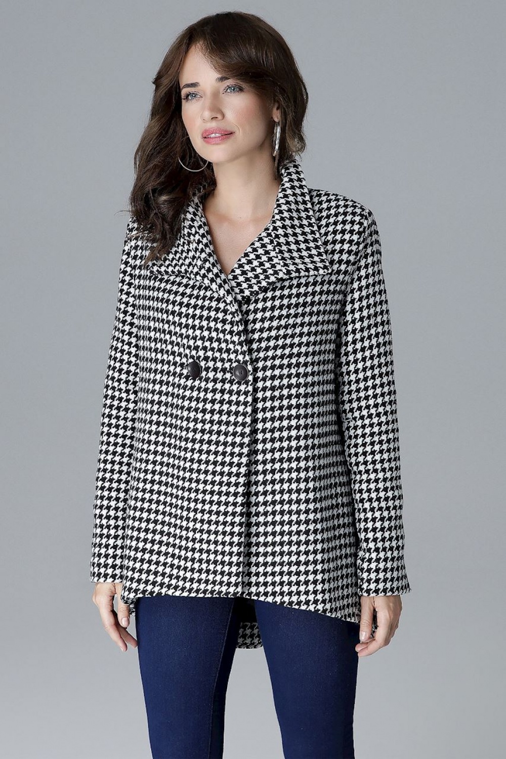 Kurtka Damska Model L021 Pepita - Lenitif128521 - Czarny - obrazek 2