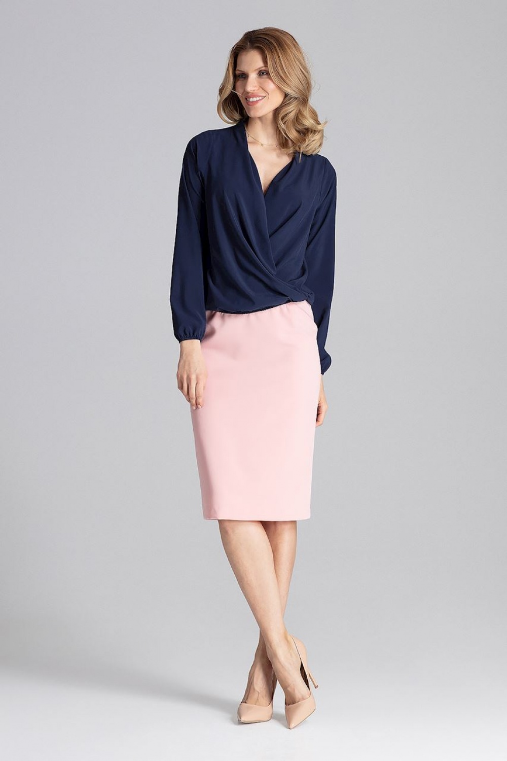 Bluzka Model M659 Navy - Figl129771 - Granatowy - obrazek 4