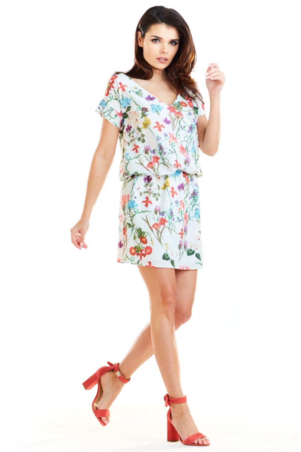 Sukienka Model A264 Flowers/Ecru - awama129937 - Beżowy - obrazek 2