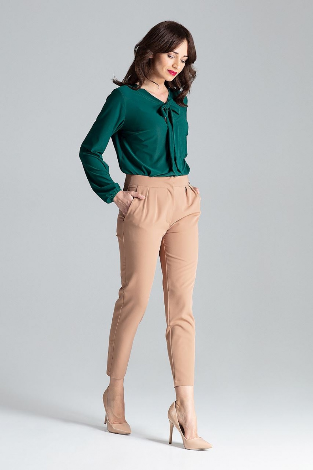 Spodnie Damskie Model L028 Brown - Lenitif130969 - Brązowy - obrazek 2