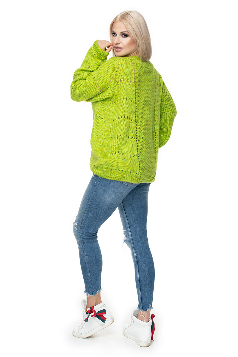 Sweter Damski Model 30059 Limonka - PeeKaBoo131600 - Zielony - obrazek 3