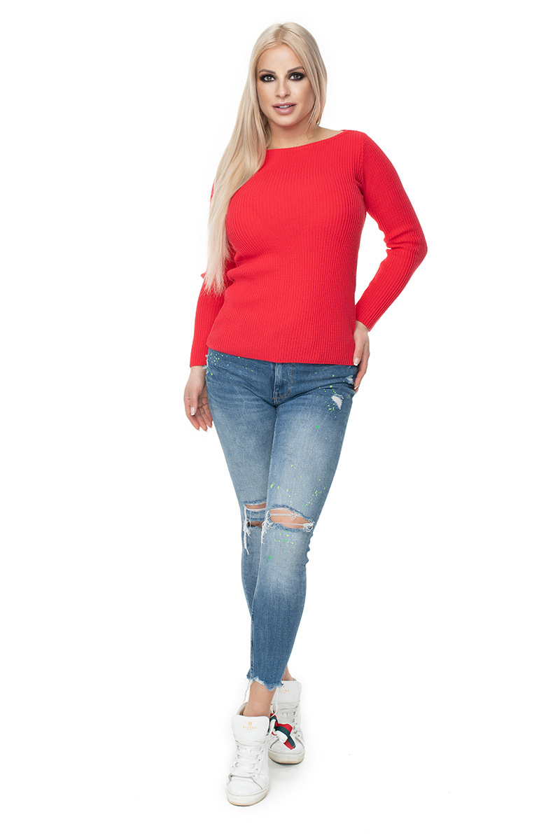 Sweter Damski Model 70021 Coral - PeeKaBoo131606 - Czerwony - obrazek 2