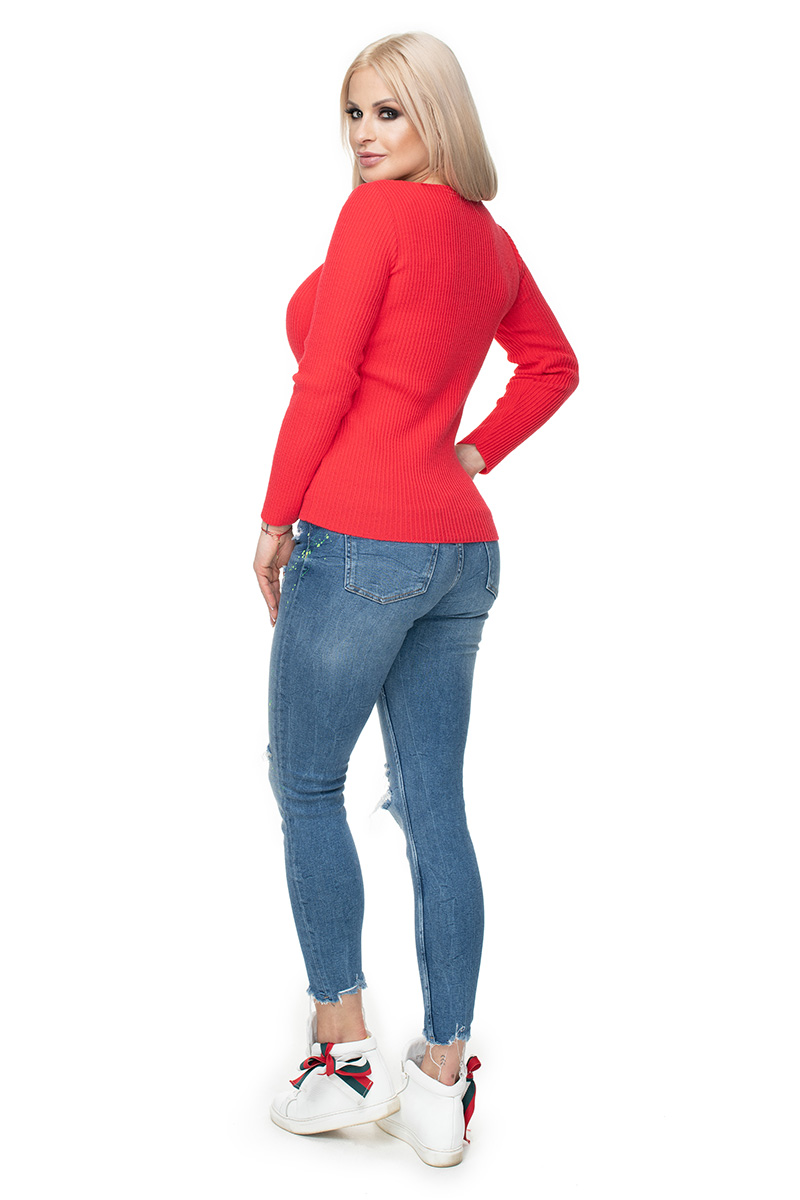 Sweter Damski Model 70021 Coral - PeeKaBoo131606 - Czerwony - obrazek 3
