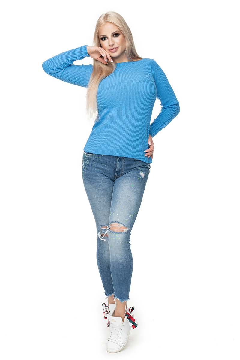 Sweter Damski Model 70021 Jeans - PeeKaBoo131608 - Niebieski - obrazek 2