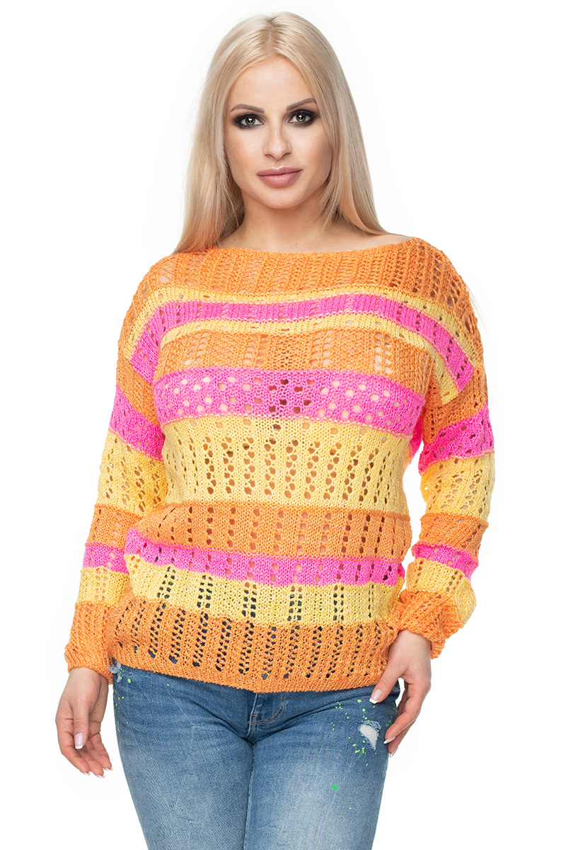Sweter Damski Model 30060 Pink/Yellow - PeeKaBoo131612 - Wielokolorowy