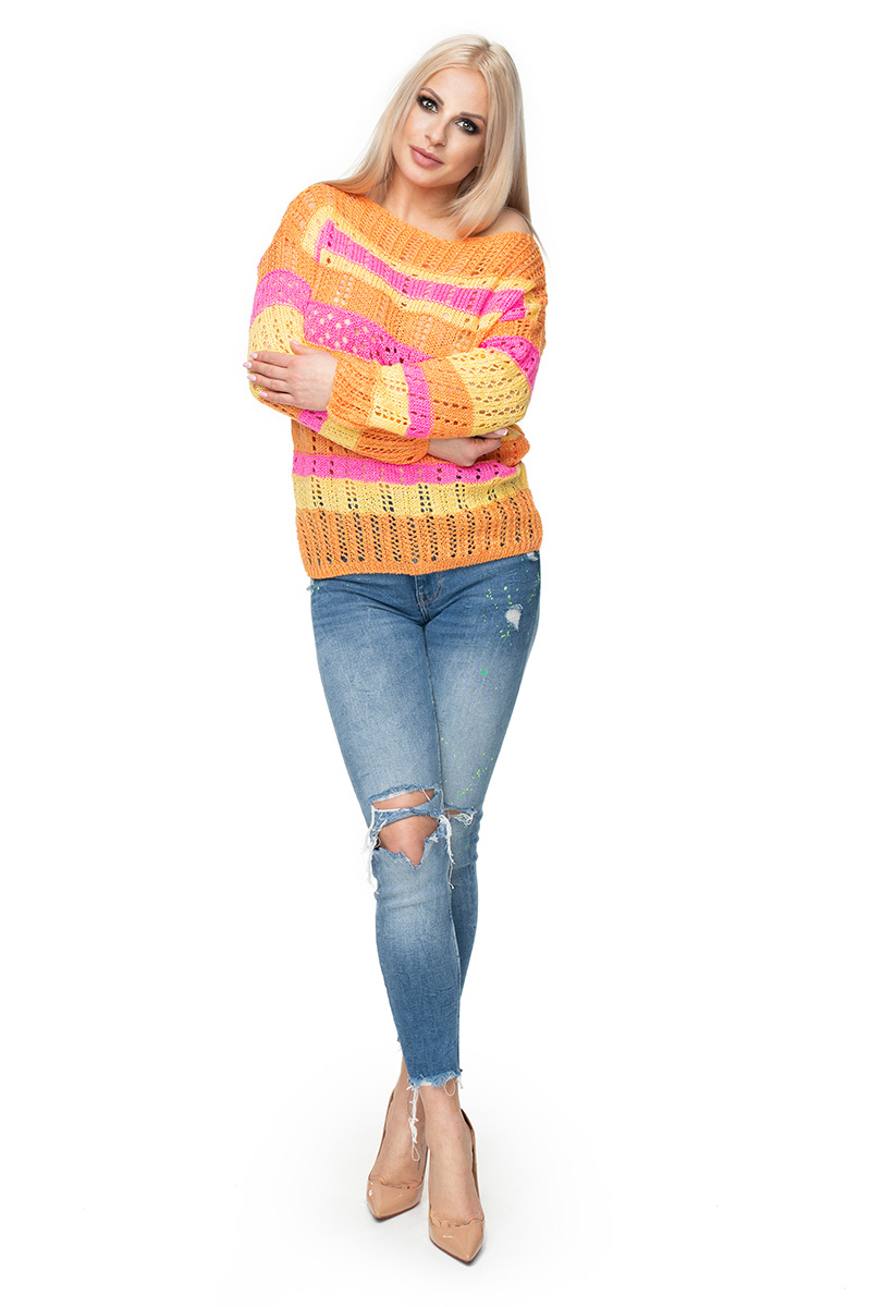 Sweter Damski Model 30060 Pink/Yellow - PeeKaBoo131612 - Wielokolorowy - obrazek 2