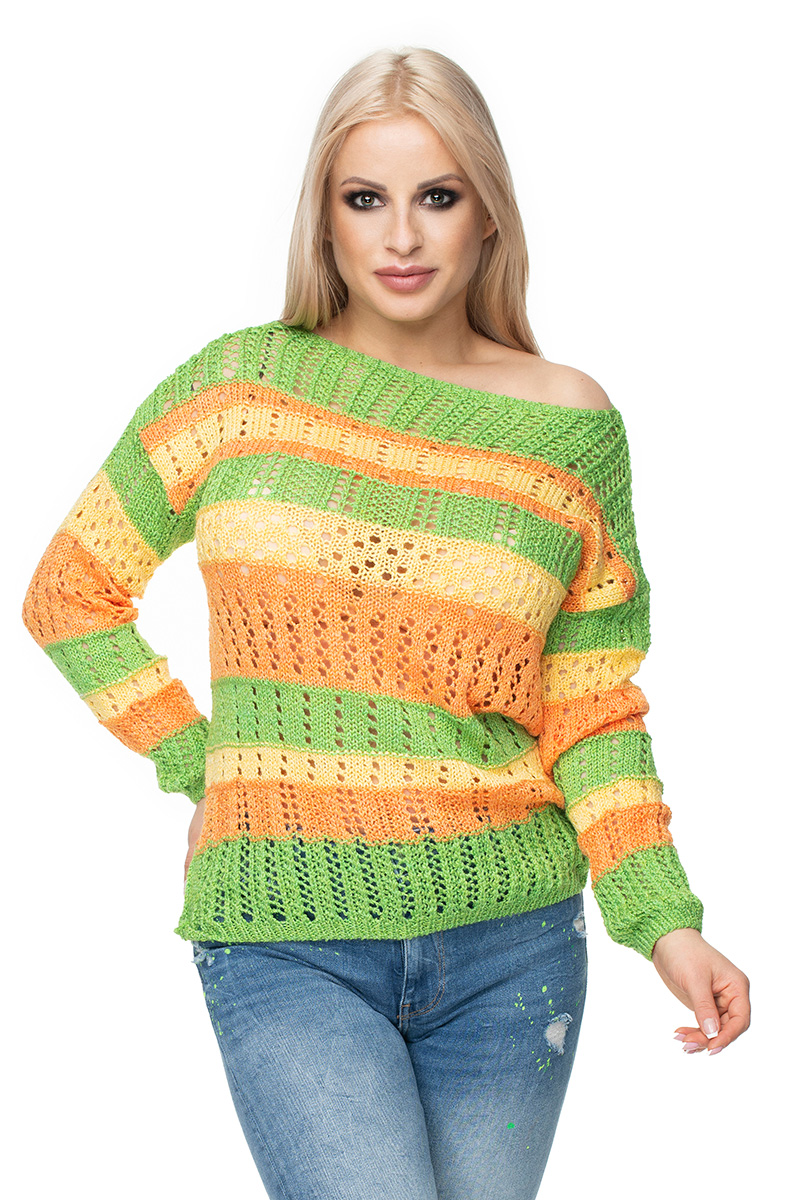 Sweter Damski Model 30060 Green/Orange - PeeKaBoo131613 - Wielokolorowy
