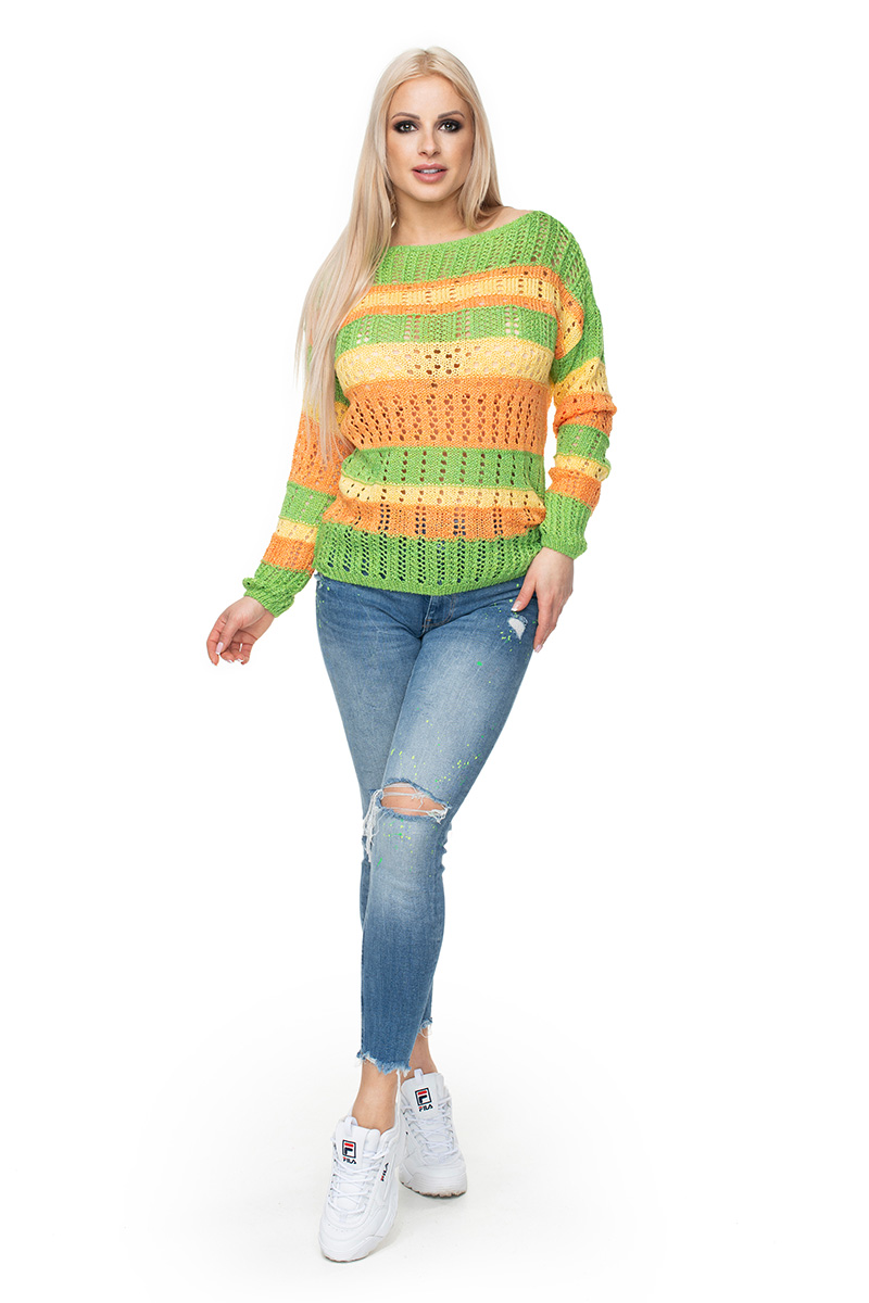 Sweter Damski Model 30060 Green/Orange - PeeKaBoo131613 - Wielokolorowy - obrazek 2