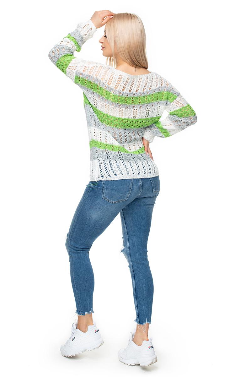 Sweter Damski Model 30060 Cream/Green - PeeKaBoo131614 - Wielokolorowy - obrazek 3