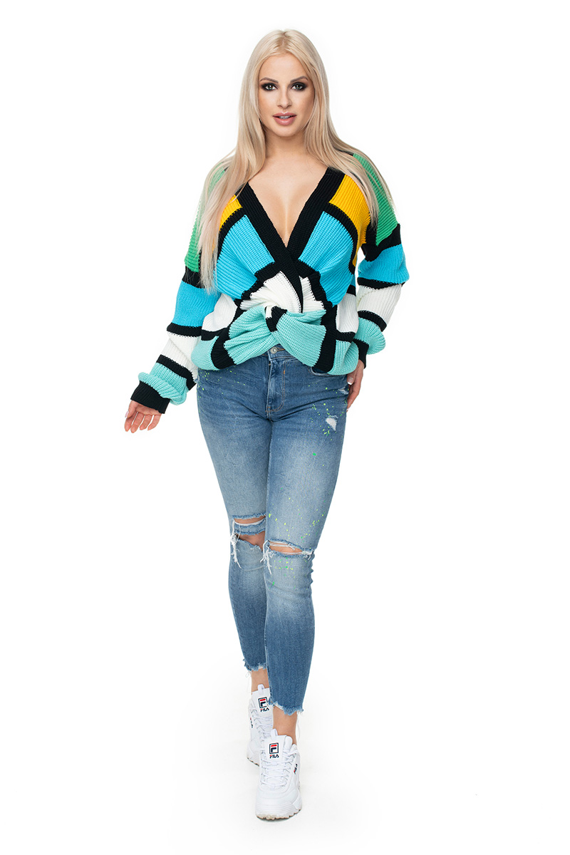 Sweter Damski Model 40027 Green - PeeKaBoo131620 - Wielokolorowy - obrazek 2