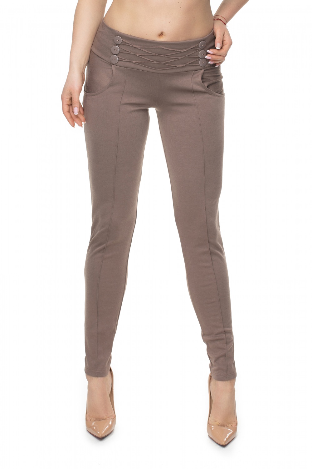 Spodnie Damskie Model 0105 Cappuccino - PeeKaBoo131926 - Beżowy