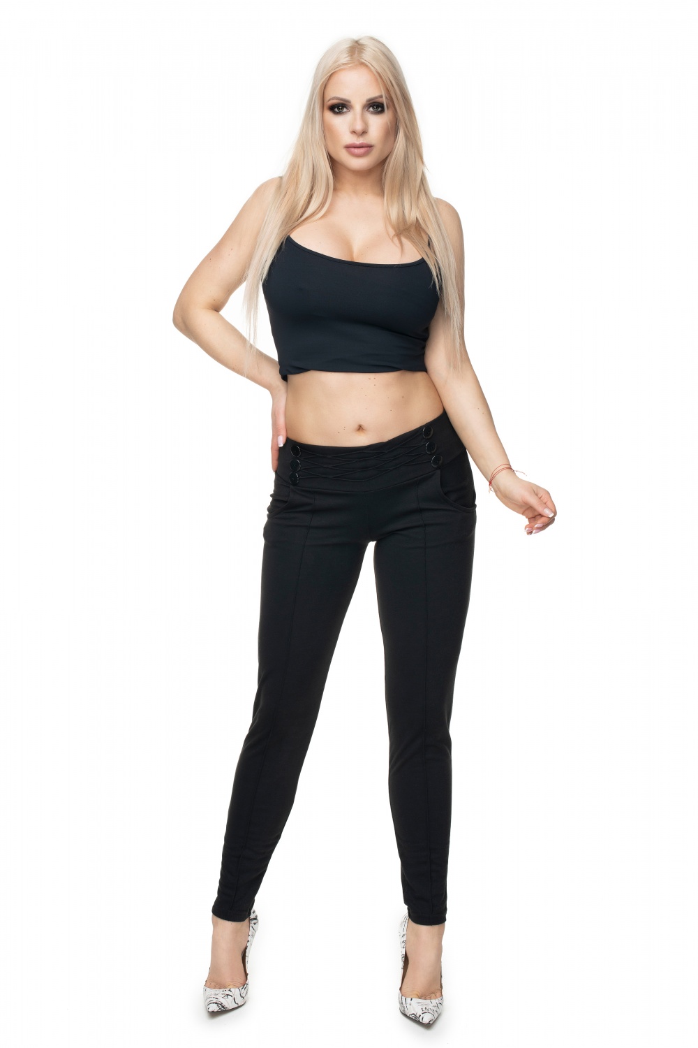 Spodnie Damskie Model 0105 Black - PeeKaBoo131927 - Czarny - obrazek 2