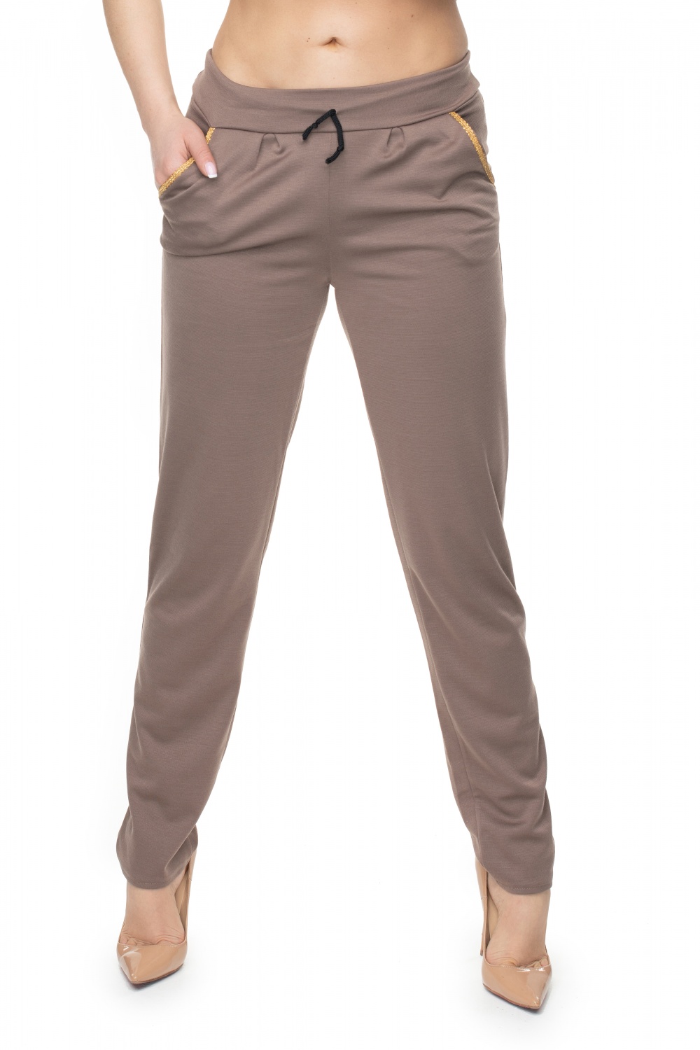 Spodnie Damskie Model 0101 Cappuccino - PeeKaBoo131928 - Beżowy
