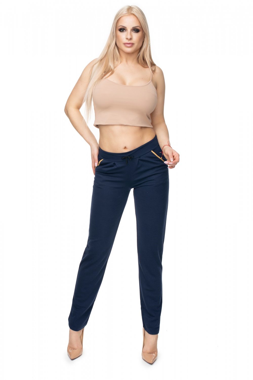 Spodnie Damskie Model 0101 Navy - PeeKaBoo131930 - Granatowy - obrazek 2