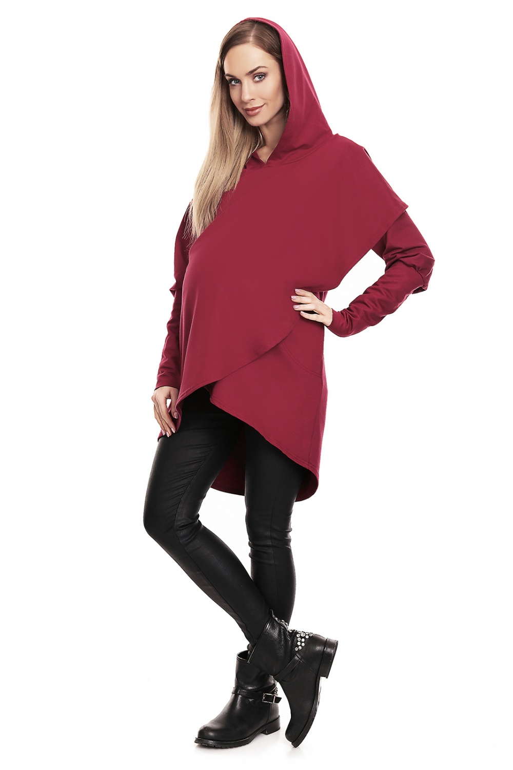Bluza Ciążowa Model 0146 Bordo - PeeKaBoo131940 - Czerwony - obrazek 2