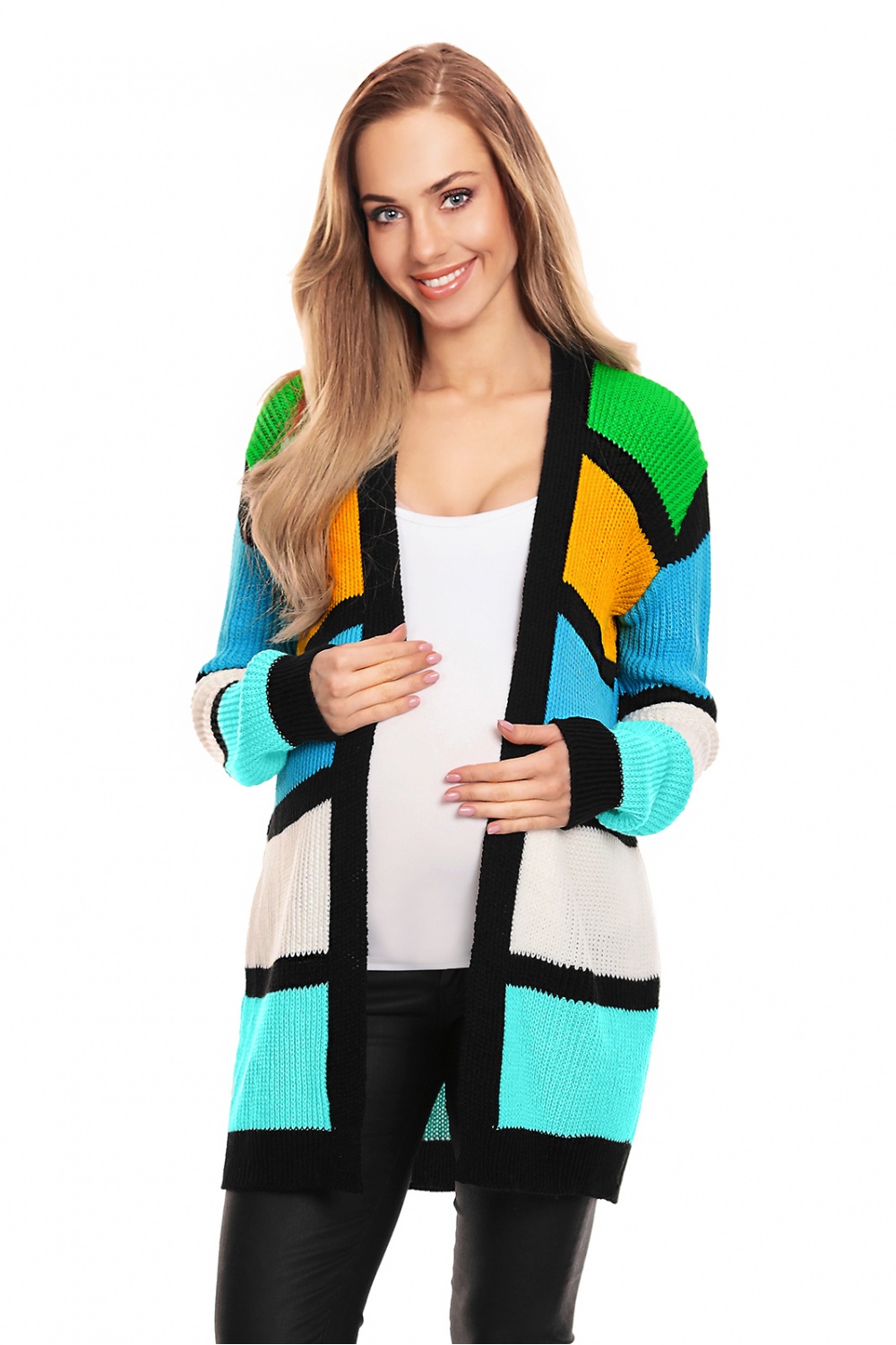 Sweter Kardigan Model 40021 Green - PeeKaBoo132011 - Wielokolorowy