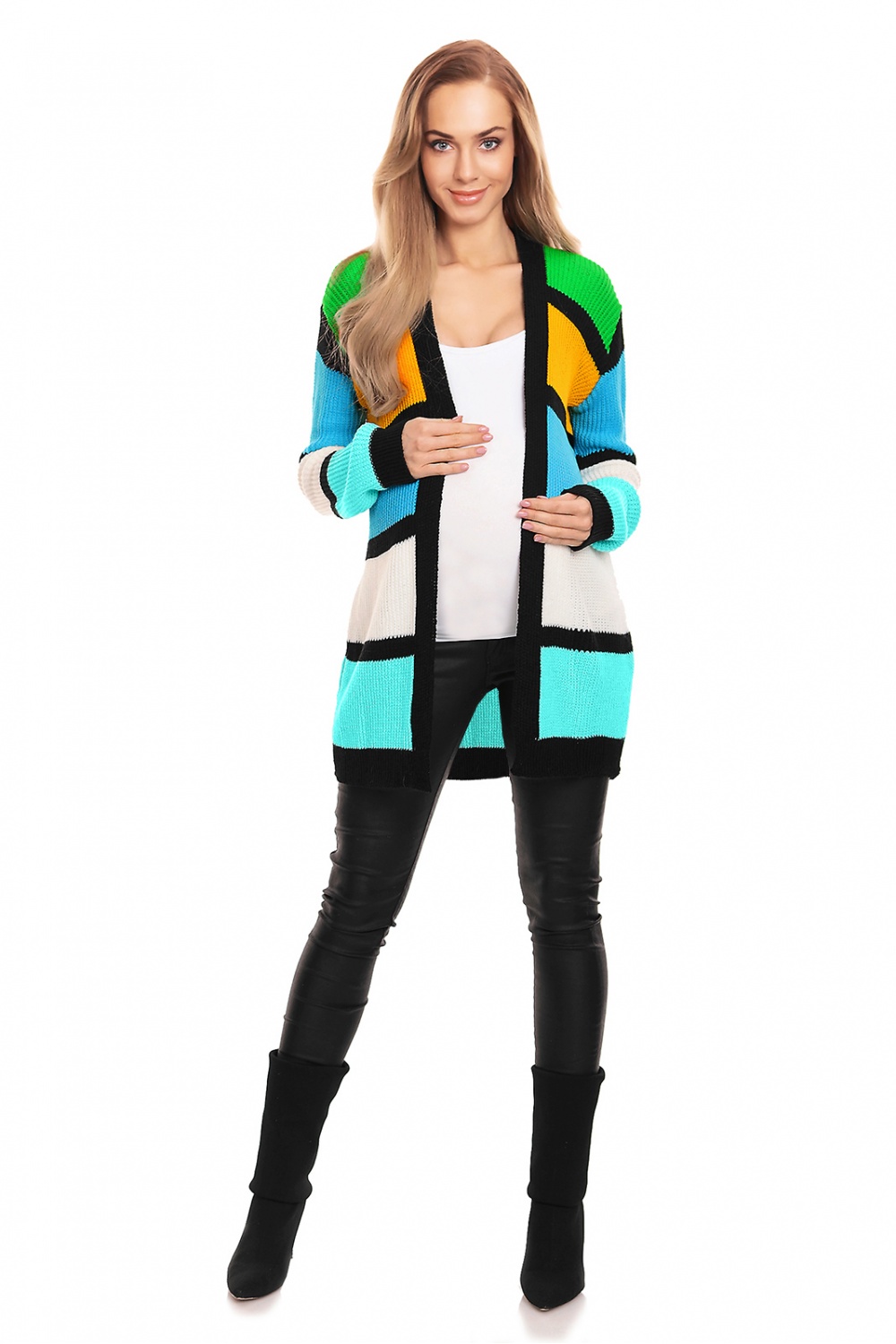 Sweter Kardigan Model 40021 Green - PeeKaBoo132011 - Wielokolorowy - obrazek 2