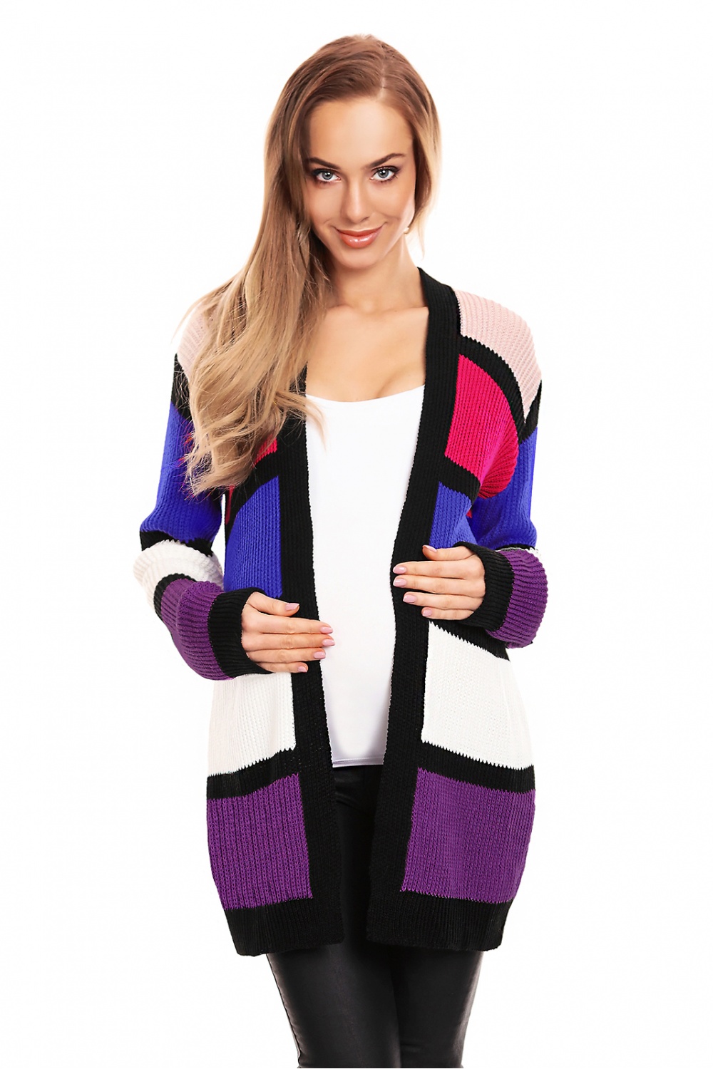 Sweter Kardigan Model 40021 Violet - PeeKaBoo132013 - Wielokolorowy