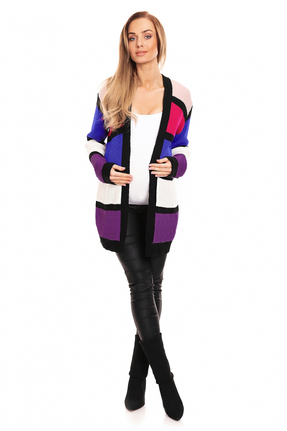 Sweter Kardigan Model 40021 Violet - PeeKaBoo132013 - Wielokolorowy - obrazek 2