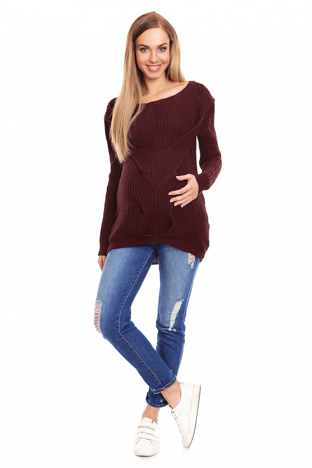 Sweter Ciążowy Model 40029 Bordo - PeeKaBoo132031 - Czerwony - obrazek 2