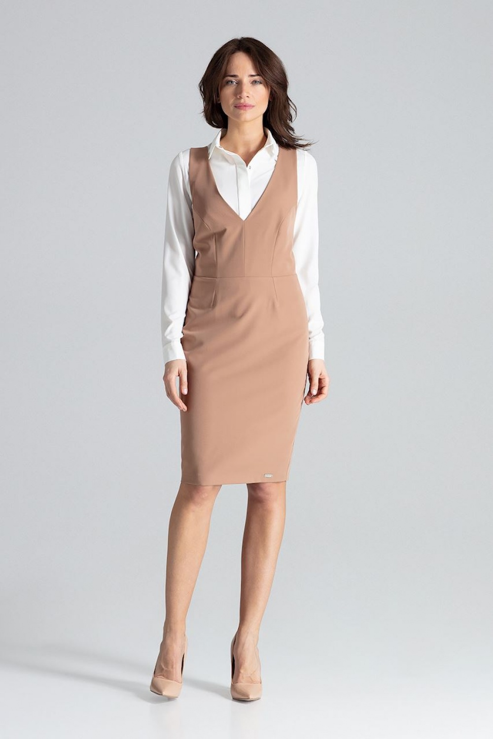 Sukienka Model L039 Brown - Lenitif133234 - Brązowy - obrazek 2