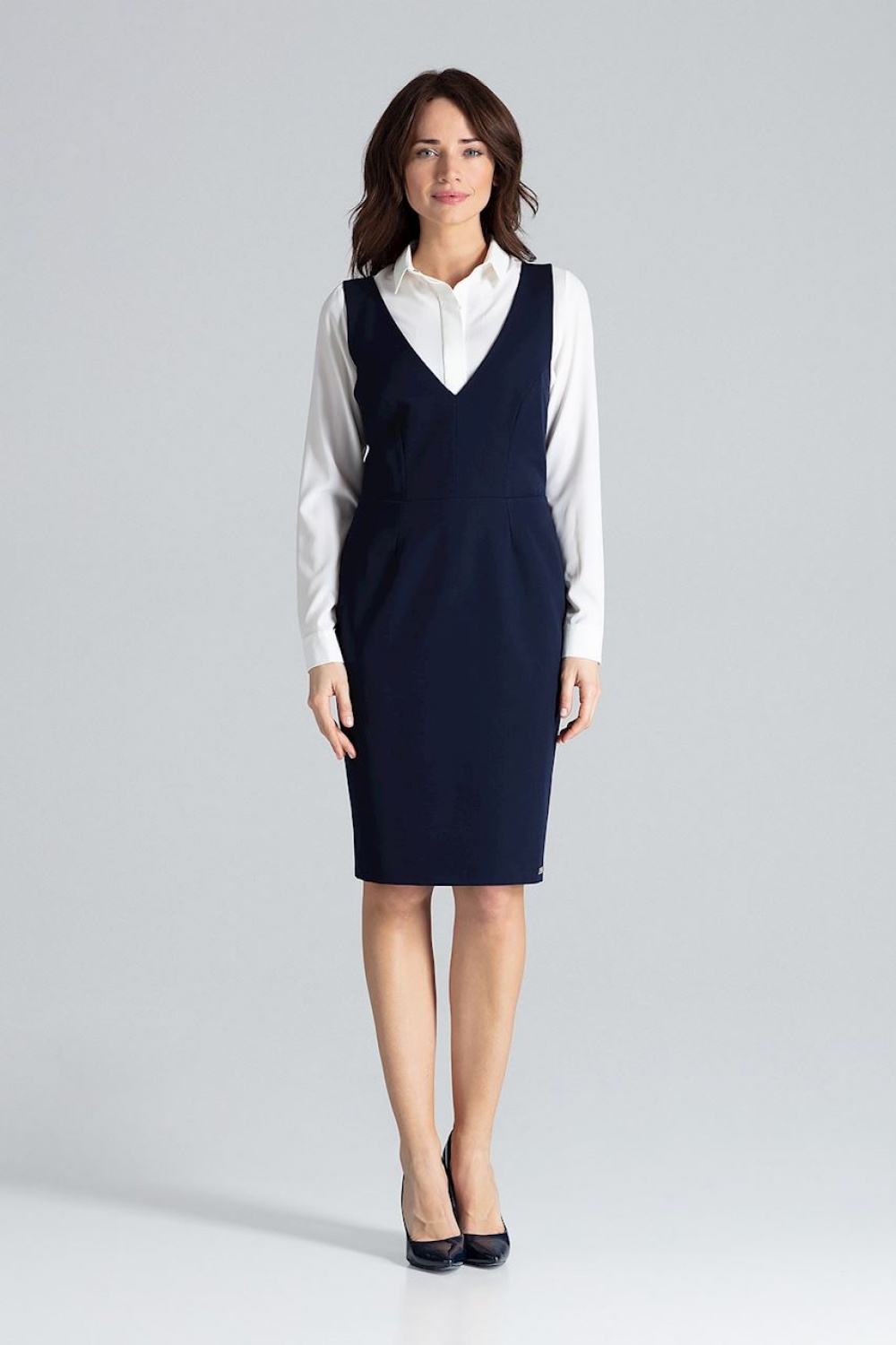 Sukienka Model L039 Navy - Lenitif133235 - Granatowy