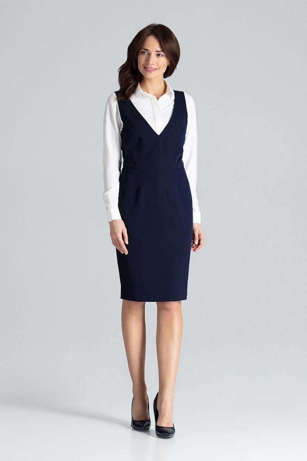 Sukienka Model L039 Navy - Lenitif133235 - Granatowy - obrazek 2