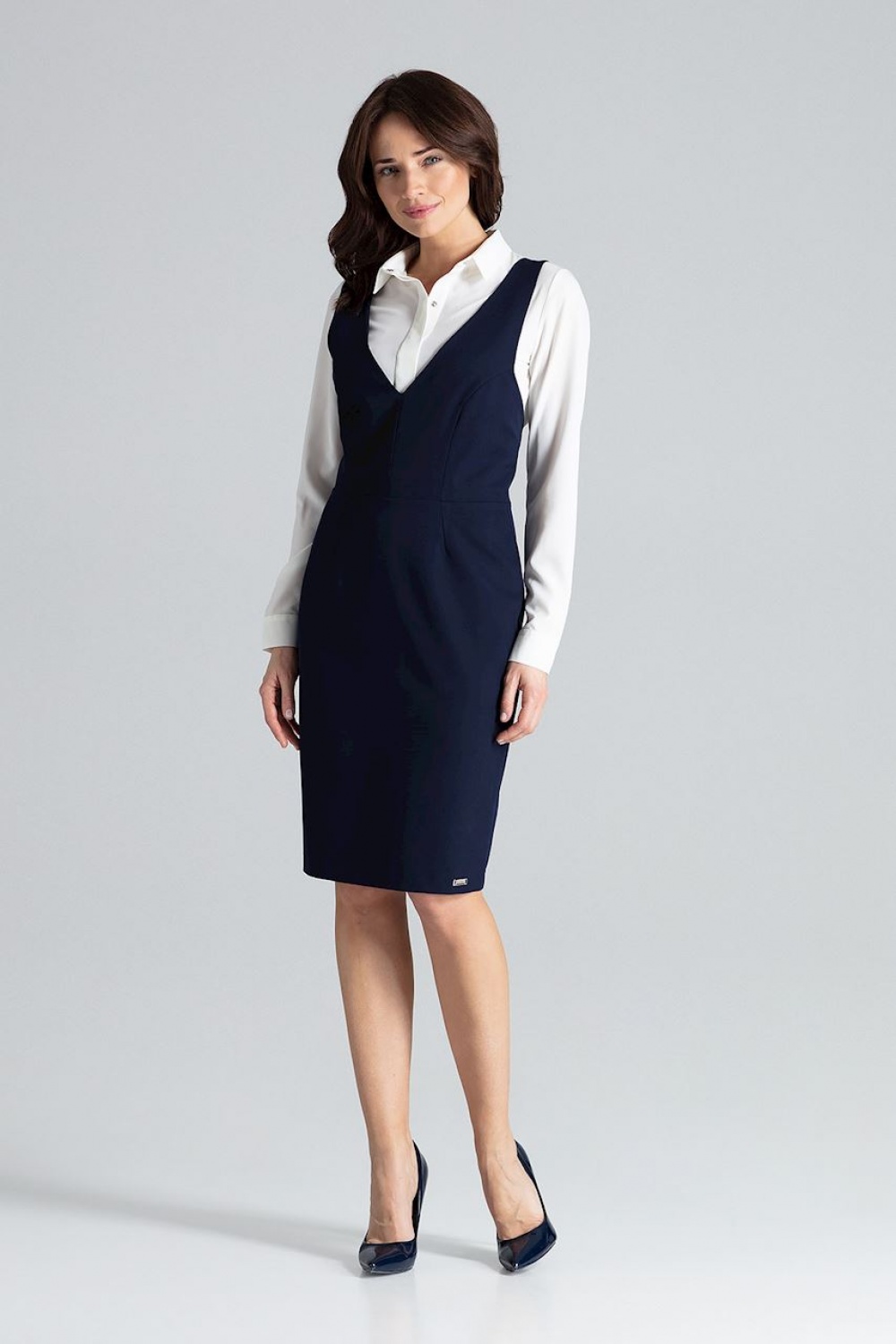 Sukienka Model L039 Navy - Lenitif133235 - Granatowy - obrazek 3