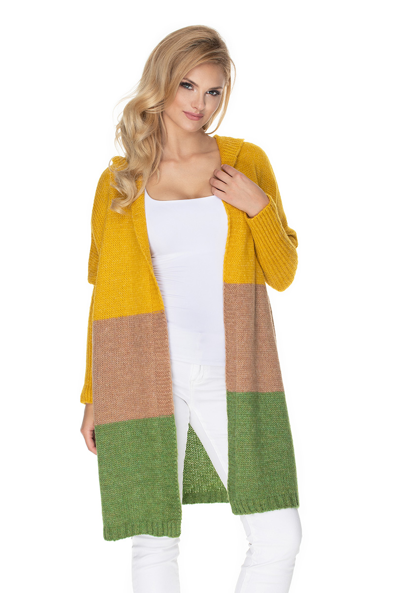 Sweter Kardigan Model 30069 Musztard/Green - PeeKaBoo135307 - Wielokolorowy