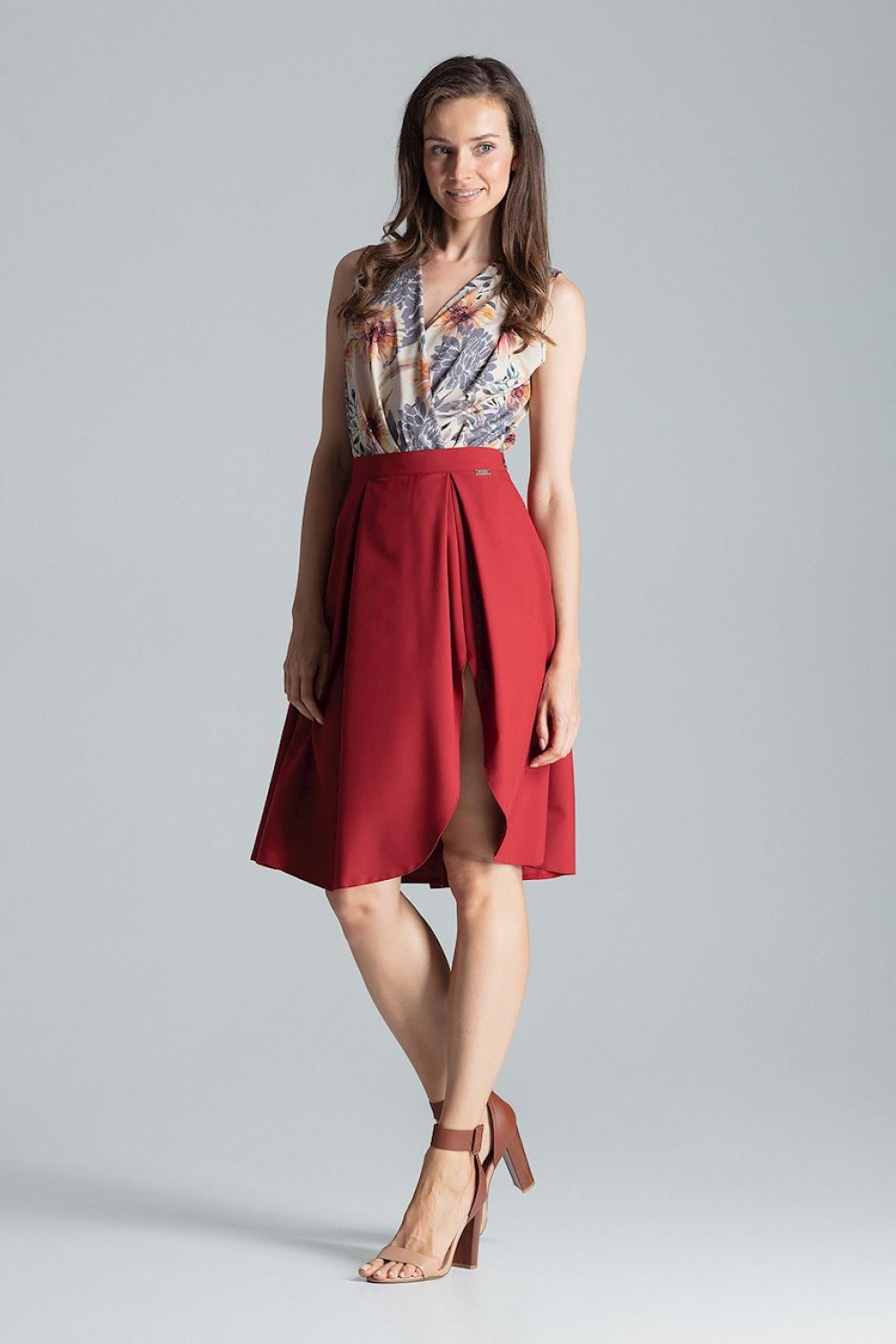 Spódnica Model M675 Bordo - Figl135787 - Czerwony - obrazek 2